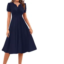 TESSAVEGAS Puff Sleeve Fit & Flare Dress image 4