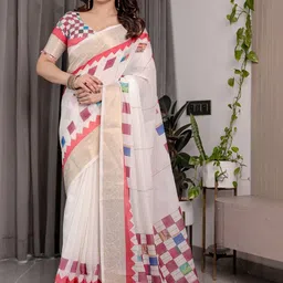 ALMAARI FASHION Printed Pure Cotton Zari Banarasi Saree-picture-28
