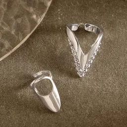 SOHI Set Of 2 Silver-Plated Stone-Studded Finger Ring-image-72