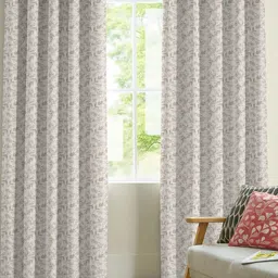 Nefertiti Home Brown 2 Pieces Floral Printed Black Out Door Curtains-image-92