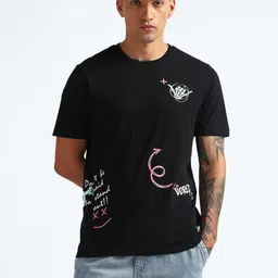Flying Machine Men Typography Printed Applique T-shirt image 1