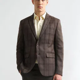 Arrow Checked Notched Lapel Single Breasted Tailored Fit Blazer-picture-30