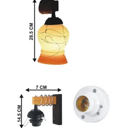 1ST TIME Orange & Orange Textured Wood Contemporary Abstract Shaped Shaped Wall Lamp image 3