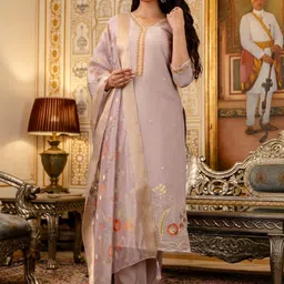 ZAIERRA Women Floral Embroidered Regular Thread Work Kurta with Trousers & With Dupatta-picture-22