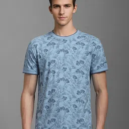 Louis Philippe Jeans Men Printed Raw Edge Slim Fit T-shirt-picture-21