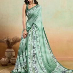 Mitera Floral Printed Saree With Blouse Piece-picture-23
