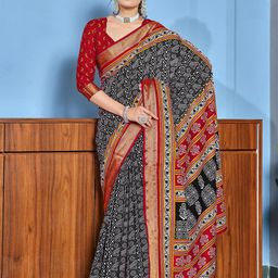 LeeliPeeri Designer Ajrak Block Zari Block Print Saree-picture-24