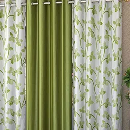 Galaxy Home Decor Green Set of 3 Floral Window Curtain-image-81