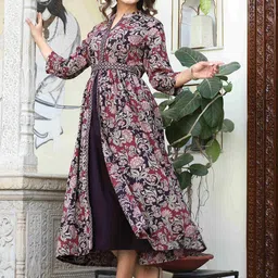 QBO FASHION Women Floral Printed Anarkali Kurta image 4