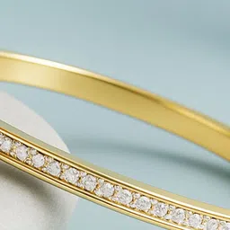 Bohey by KARATCART Gold Plated American Diamond Studded Elegant Bangle-Style Bracelet image 5
