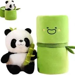 wolkwogg Kawaii Panda Plush in Bamboo – Soft Stuffed Animal Toy with Bamboo - 8 inch image 2