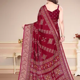 MAGNEITTA Ethnic Motifs Zari Silk Blend Saree image 3