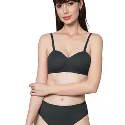 samvar Women Green,Black Cotton Bra Panty Set for Lingerie Set Undergarments Pack of 2 image 2