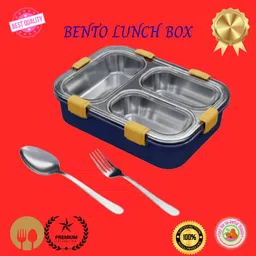 moira international Compartment -3 Sealed Leak Proof Stainless Steel For Kid's & Adult_B240 3 Containers Lunch Box-picture-25