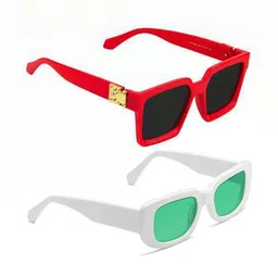 Arzonai Unisex Arzonai Set of 2 Full Rim UV Protected Lens Rectangle Sunglasses COMBO-2788-picture-31
