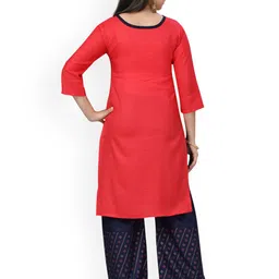 BAESD Girls Geometric Printed Round Neck Pure Cotton Kurta with Palazzos image 2