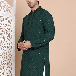 Anouk Men Floral Embroidered Sequinned Kurta image 4
