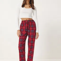 Happiness istanbul Checked Pure Cotton Straight-Leg Lounge Pants-picture-22