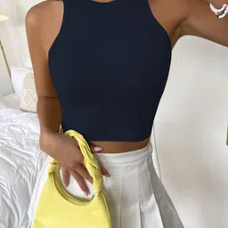 TOOCHKI Women Ribbed Round Neck Tank Crop Top-picture-13