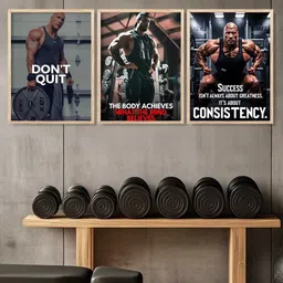 WALLLANE Set of 3 Bodybuilding Motivational Art Framed Posters image 5