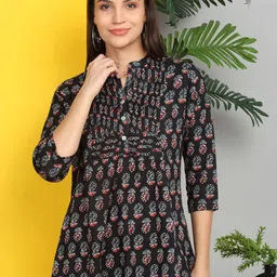 AVALIA Women Floral Printed Mandarin Collar A-Line Kurti-image-61