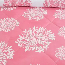 REALDREAM Pink & Off White Floral Microfiber AC Room Double Bed Comforter image 4