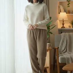 Uttam Women Mid-Rise Rib Lining Fleece Winter Lounge Pant-picture-10