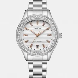 ORSGA Women Dial & Stainless Steel Bracelet Style Straps Analogue Watch 9963L-OPALINE-SILVER-WHITE-picture-18