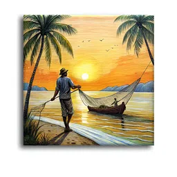 OLIVE TREE Yellow & Green Floral and Botanical Canvas Wall Paintings image 2