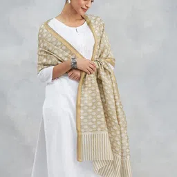 Fabindia Floral Printed Cotton Silk Dupatta With Zari image 2