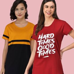 Christy World Women Pack of 2 Printed Applique T-shirt-picture-31
