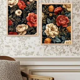Kotart Brown & Red 2 Pieces Wooden Floral and Botanical Wall Arts image 5