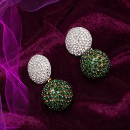 CORSICA Gold-Plated Circular Rhinestone Studded Contemporary Drop Earrings-image-0
