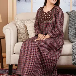 MAYA PRINT Checked Maxi Nightdress-picture-27