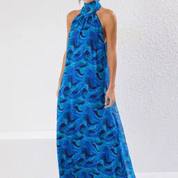 Trendyol Women Tropical Print Halter Neck Maxi Dress-picture-15