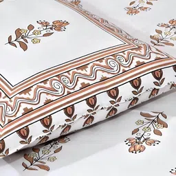 Myntra Elegant Homes Beige Printed Pure Cotton 240 TC King Bedsheet Set-2.74 m x 2.25 m image 3