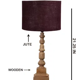 Aura Brown Wood Traditional Cylindrical Shaped Table Lamp image 2