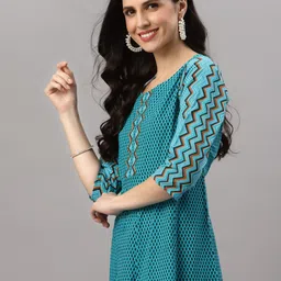 IKRASS Geometric Printed Cotton Anarkali Kurta image 3