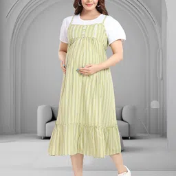MomsBae Women Striped Maternity A-Line Midi Dress-picture-47