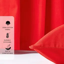 Aurave Red 2 Pieces Pure Cotton 210 TC Soft & Comfortable Square Cushion Covers image 5