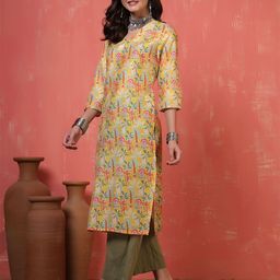 Anouk Rustic Floral Printed Chanderi Silk Straight Kurta-picture-12