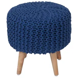 Shadowkart Blue Round Pouffes Ottomans Stool image 4