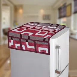E-Retailer 7-Pcs Red & Pink Printed Refrigerator Covers image 2