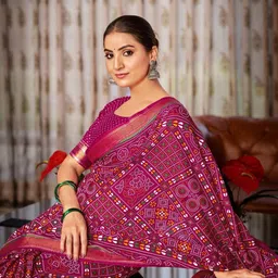 all about you Bandhani Printed Zari Saree image 3