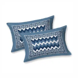 HOMELINE Blue & Violet Abstract Printed Cotton144 TC King Bedsheet Set 2.286 m x 2.621m image 2