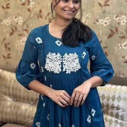 Anni Designer Bandhani Embroidered Thread Work Anarkali Kurta With Trousers image 4