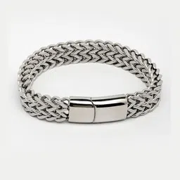 Scintillare By Sukkhi Men Stainless Steel Rhodium-Plated Link Bracelet image 5