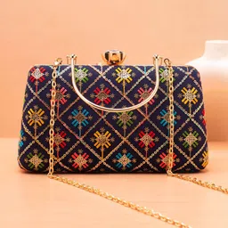 ARTKLIM Floral Embroidered Sequinned Box Clutch-picture-28