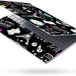 Techfit HD Printed Easy to Install Full Panel Laptop Skin/Sticker/Stretchable Vinyl/Cover for all Size Laptops upto 15.6 inch No Residue, Bubble Free - Wonders On Black Self Adhesive Vinyl Laptop Decal 15.6 image 2