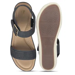 Bata comfit Textured Flatform Sandals with Buckles image 3